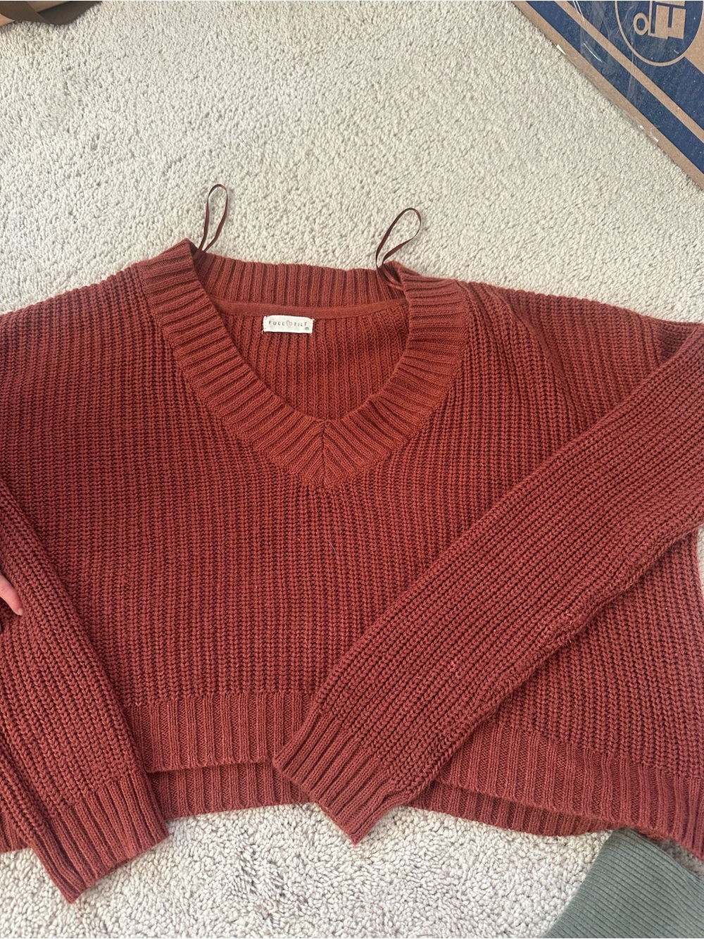 Cozy V-Neck Rust Knit Sweater